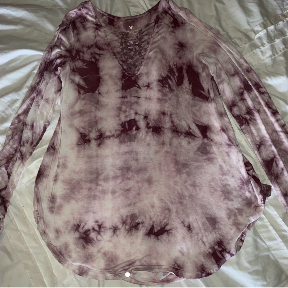 long sleeve purple tie dye shirt
